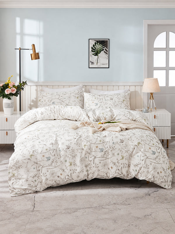 3 Piece Floral Duvet Cover Set with Matching Pillowcases