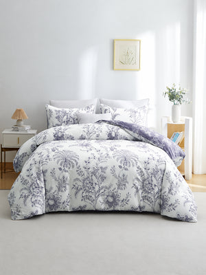 3 Piece Floral Duvet Cover Set with Matching Pillowcases