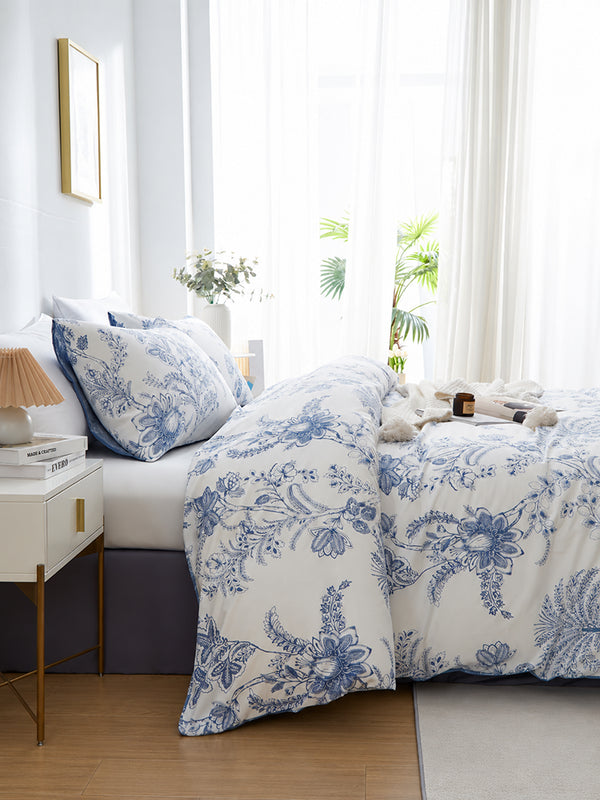 3 Piece Floral Duvet Cover Set with Matching Pillowcases