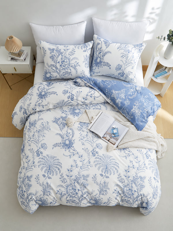 3 Piece Floral Duvet Cover Set with Matching Pillowcases