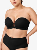 Buy 1 Get 1 Free Plus-Size Women's Strapless Double Front Clasp Push-Up Bra (Fits D/DD/F Cups)