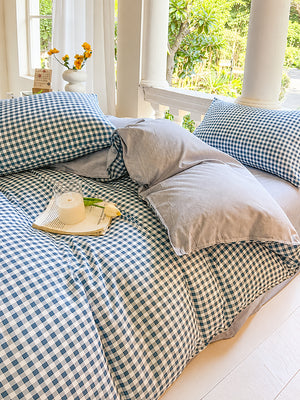 Cozy Printed Duvet Cover Set – Soft Brushed-Finish 4-Piece Bedding Set with Flat Sheet & Pillowcases