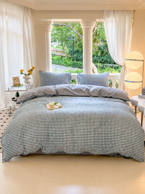 Cozy Printed Duvet Cover Set – Soft Brushed-Finish 4-Piece Bedding Set with Flat Sheet & Pillowcases