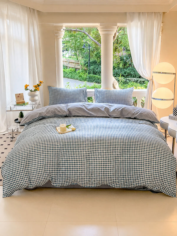 Cozy Printed Duvet Cover Set – Soft Brushed-Finish 4-Piece Bedding Set with Flat Sheet & Pillowcases