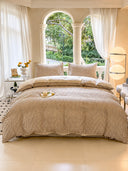 Cozy Printed Duvet Cover Set – Soft Brushed-Finish 4-Piece Bedding Set with Flat Sheet & Pillowcases