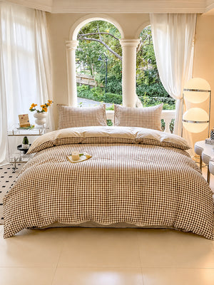 Cozy Printed Duvet Cover Set – Soft Brushed-Finish 4-Piece Bedding Set with Flat Sheet & Pillowcases