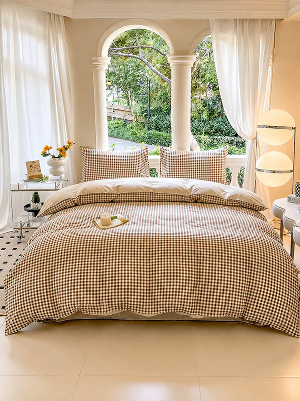 Cozy Printed Duvet Cover Set – Soft Brushed-Finish 4-Piece Bedding Set with Flat Sheet & Pillowcases
