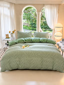 Cozy Printed Duvet Cover Set – Soft Brushed-Finish 4-Piece Bedding Set with Flat Sheet & Pillowcases