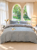 Cozy Printed Duvet Cover Set – Soft Brushed-Finish 4-Piece Bedding Set with Flat Sheet & Pillowcases