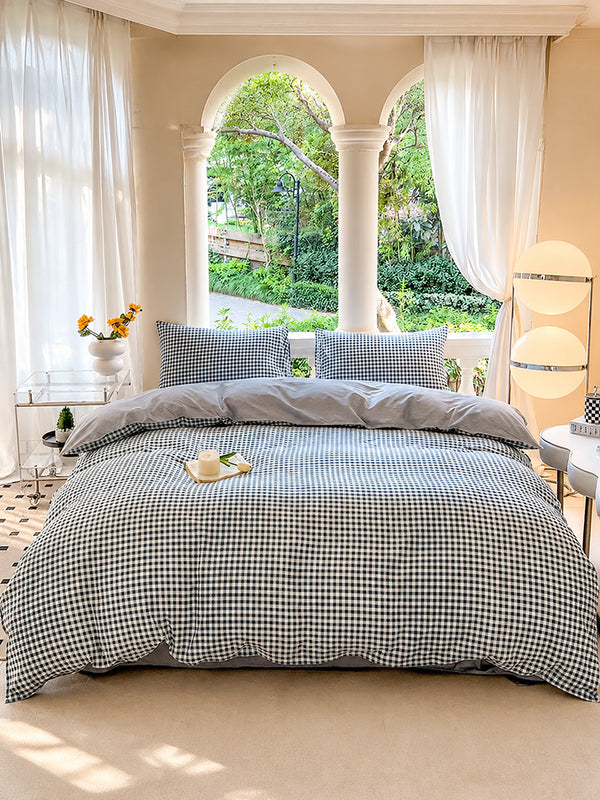 Cozy Printed Duvet Cover Set – Soft Brushed-Finish 4-Piece Bedding Set with Flat Sheet & Pillowcases