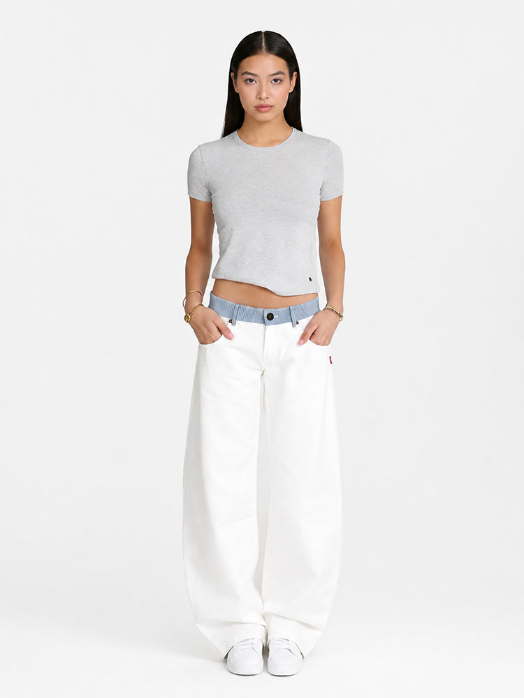 Adjustable Low-Rise Barrel Jeans