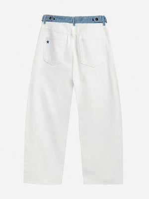 Adjustable Low-Rise Barrel Jeans