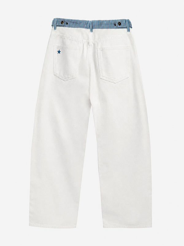 Adjustable Low-Rise Barrel Jeans