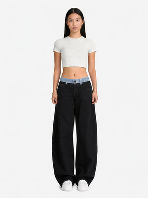 Adjustable Low-Rise Barrel Jeans
