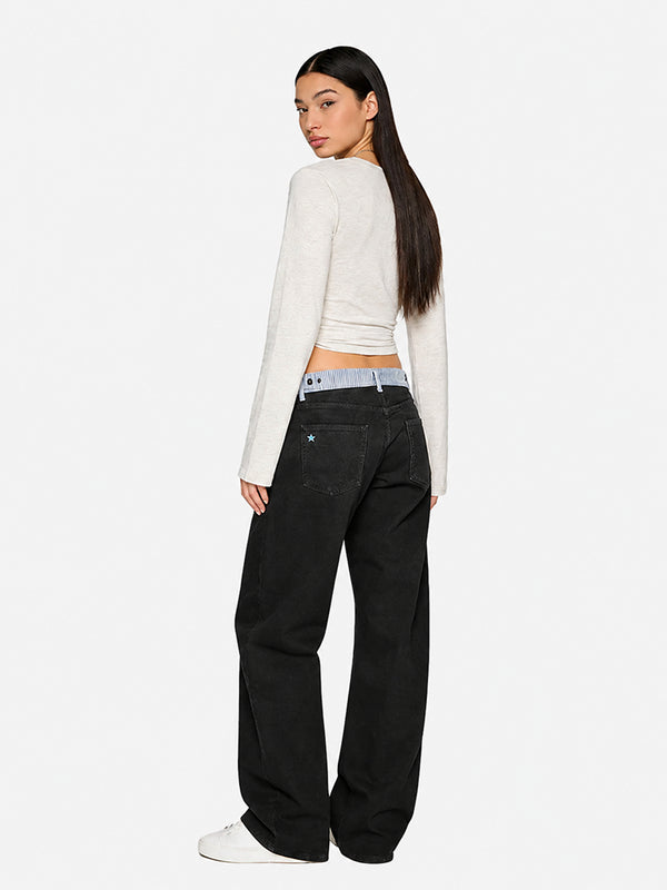 Adjustable Low-Rise Barrel Jeans