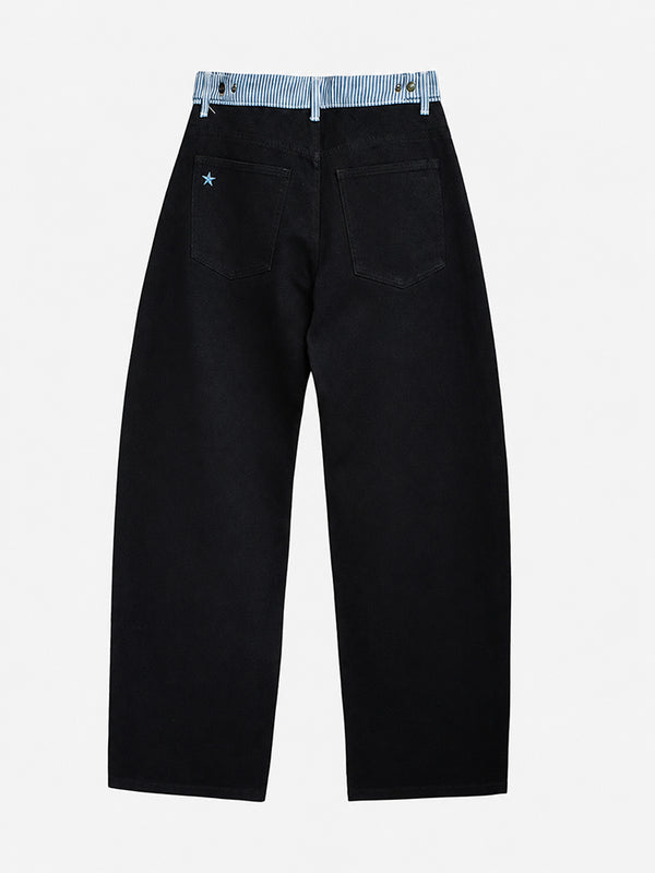 Adjustable Low-Rise Barrel Jeans