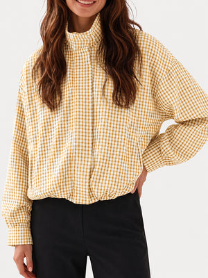Gingham Cropped Zip-Up Jacket