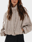 Gingham Cropped Zip-Up Jacket