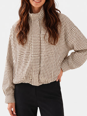 Gingham Cropped Zip-Up Jacket