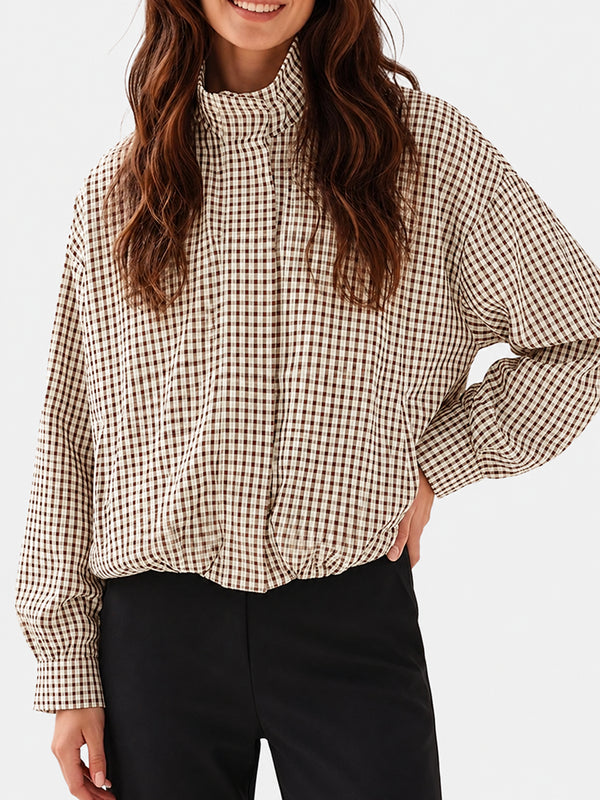Gingham Cropped Zip-Up Jacket