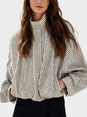 Gingham Cropped Zip-Up Jacket