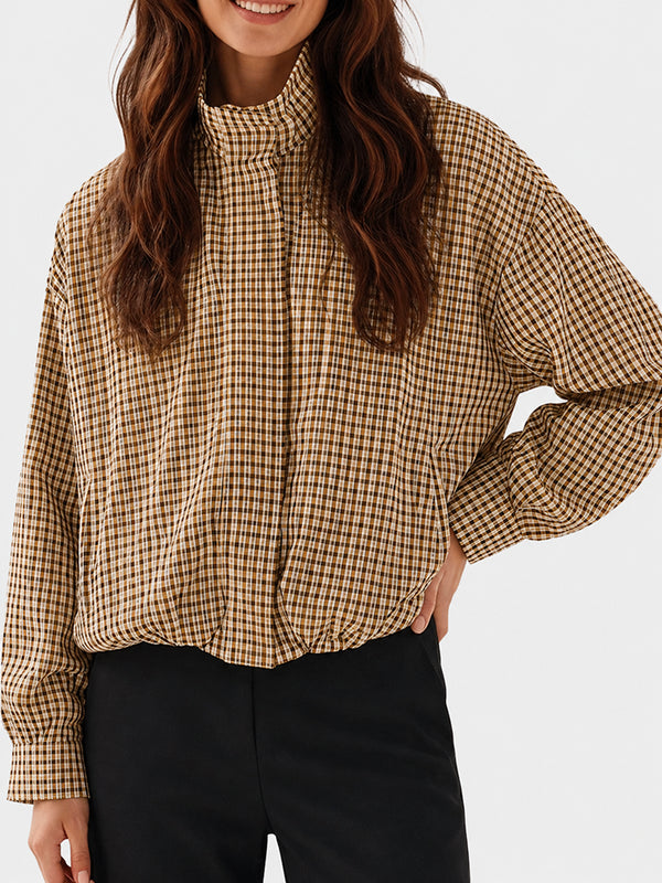 Gingham Cropped Zip-Up Jacket