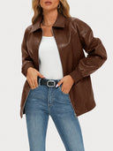 Oversized Faux Leather Bomber Jacket