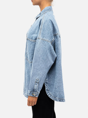 Vintage Wash Oversized Denim Shirt Jacket