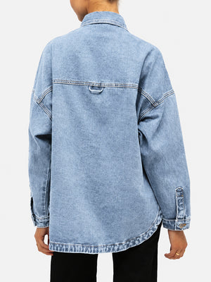 Vintage Wash Oversized Denim Shirt Jacket