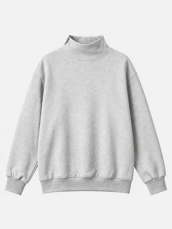 Women's Oversized Mock Neck Sweatshirt – Casual Long Sleeve Pullover