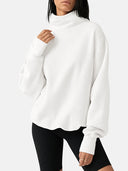 Women's Oversized Mock Neck Sweatshirt – Casual Long Sleeve Pullover
