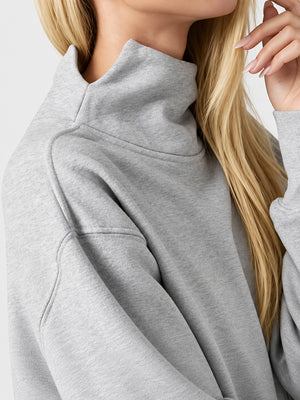 Women's Oversized Mock Neck Sweatshirt – Casual Long Sleeve Pullover
