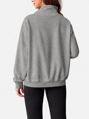 Women's Oversized Mock Neck Sweatshirt – Casual Long Sleeve Pullover