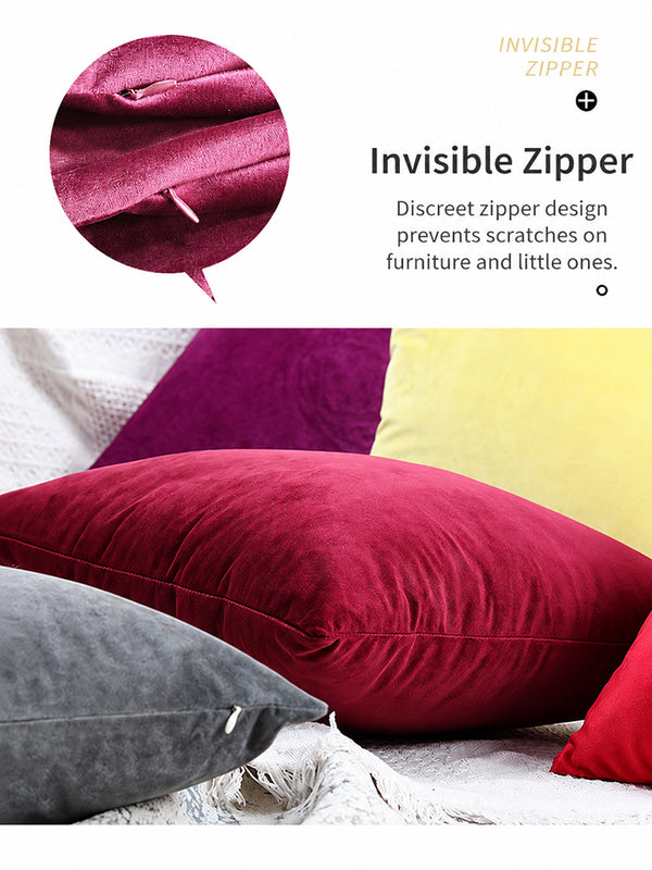 Modern Velvet Throw Pillow Covers – Solid Color Soft Sofa Cushion Cases