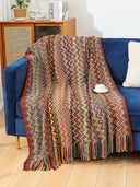 Boho Knit Throw Blanket – Lightweight Cozy Sofa & Bed Blanket for Travel, Office & Everyday Use