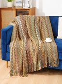 Boho Knit Throw Blanket – Lightweight Cozy Sofa & Bed Blanket for Travel, Office & Everyday Use