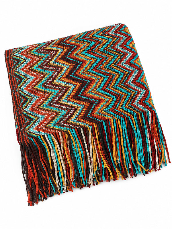 Boho Knit Throw Blanket – Lightweight Cozy Sofa & Bed Blanket for Travel, Office & Everyday Use