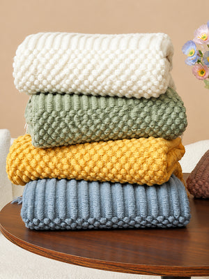 Popcorn Bobble Knit Throw Blanket with Tassels