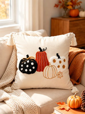 Autumn Pumpkin & Maple Leaf Pillow Covers – Festive Thanksgiving Sofa Decorations