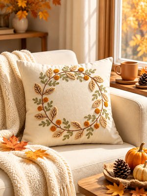 Autumn Pumpkin & Maple Leaf Pillow Covers – Festive Thanksgiving Sofa Decorations