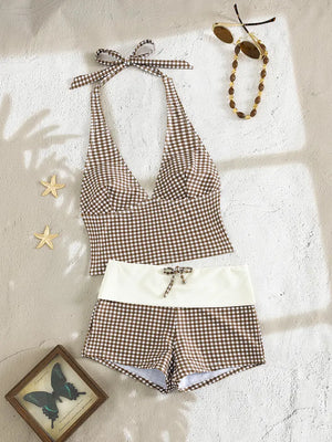 2026 Spring/Summer Retro Sportswear Halter Top Swimsuit