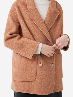 Women’s Classic Double-Faced Wool Coat – Peter Pan Collar & Side Pockets