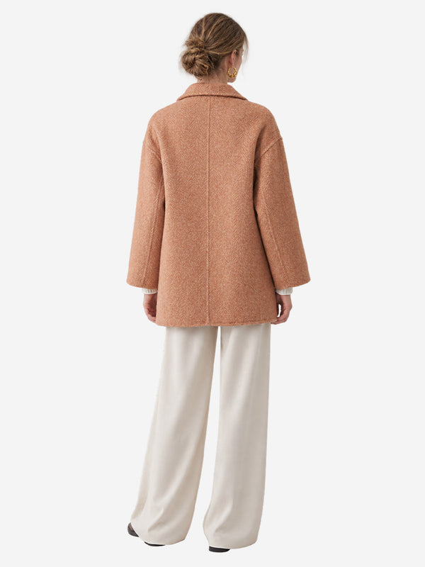 Women’s Classic Double-Faced Wool Coat – Peter Pan Collar & Side Pockets