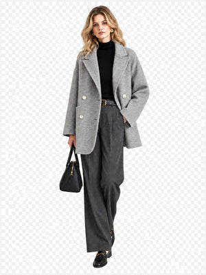 Women’s Classic Double-Faced Wool Coat – Peter Pan Collar & Side Pockets