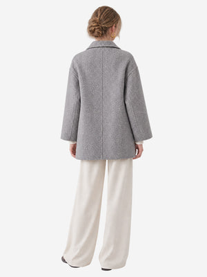 Women’s Classic Double-Faced Wool Coat – Peter Pan Collar & Side Pockets