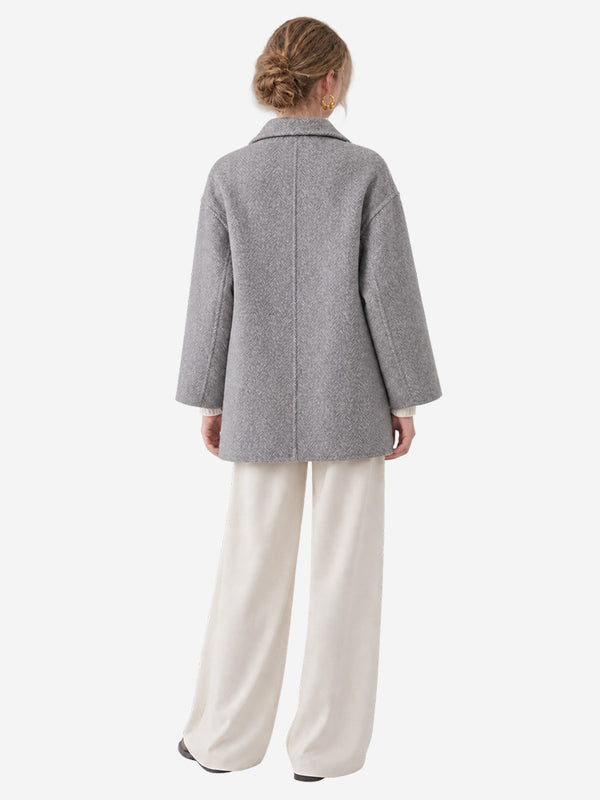 Women’s Classic Double-Faced Wool Coat – Peter Pan Collar & Side Pockets