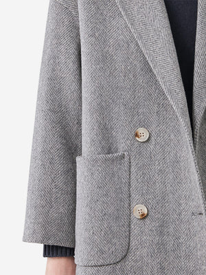Women’s Classic Double-Faced Wool Coat – Peter Pan Collar & Side Pockets