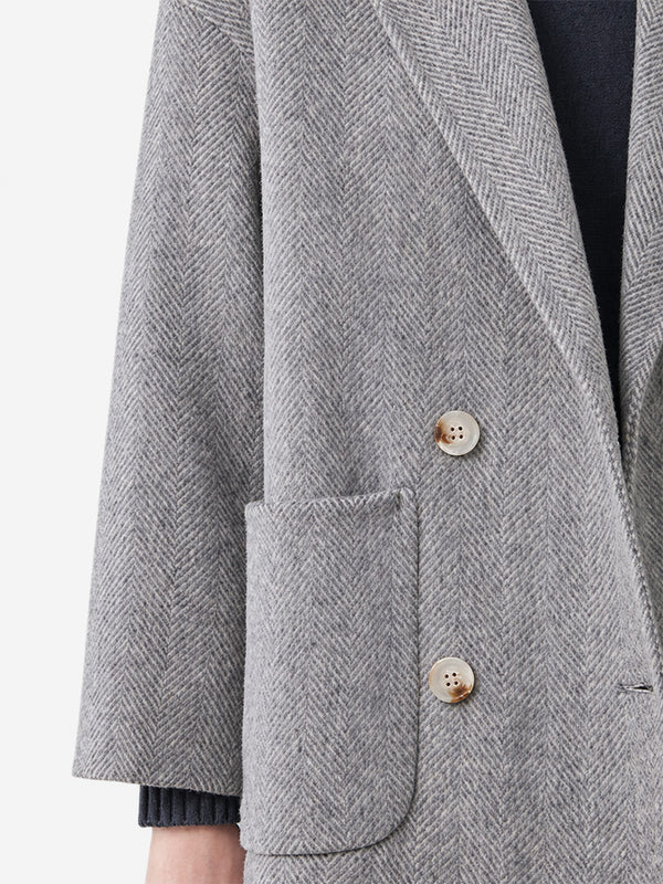 Women’s Classic Double-Faced Wool Coat – Peter Pan Collar & Side Pockets