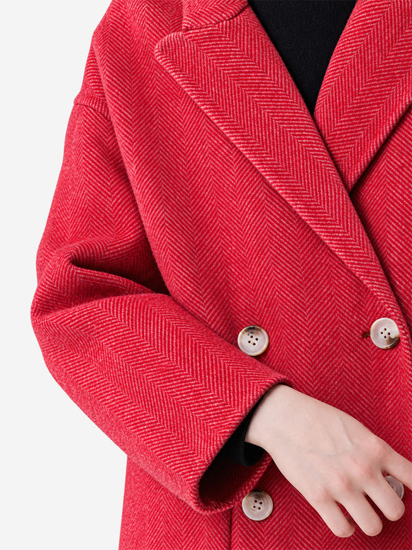 Women’s Classic Double-Faced Wool Coat – Peter Pan Collar & Side Pockets