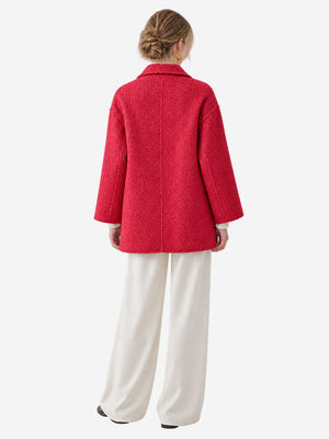 Women’s Classic Double-Faced Wool Coat – Peter Pan Collar & Side Pockets